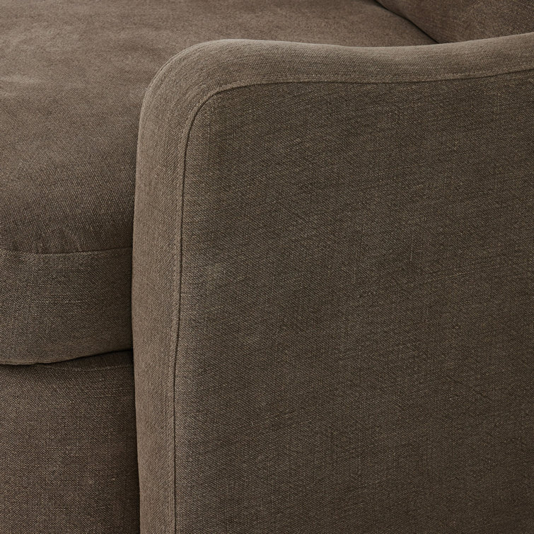Aurelia Coffee Brown Linen Three-Piece Sectional Sofa