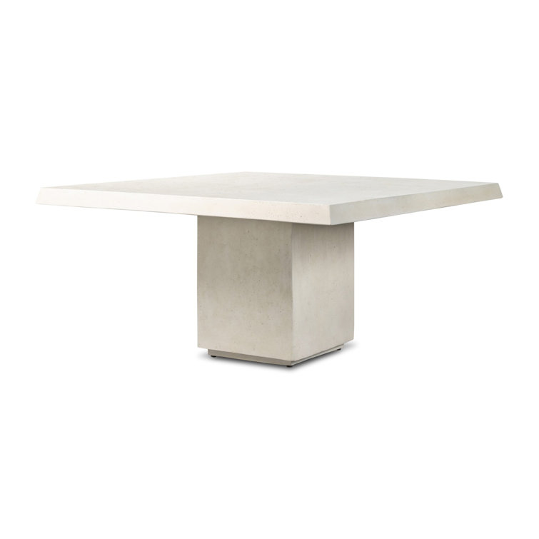 Aged White Concrete Square Outdoor Dining Table