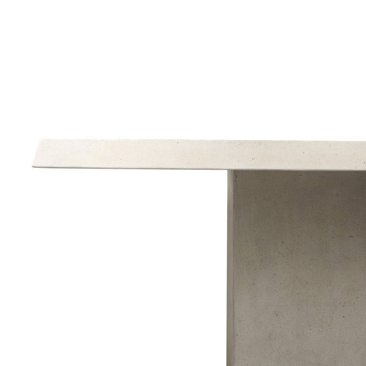 Aged White Concrete Square Outdoor Dining Table