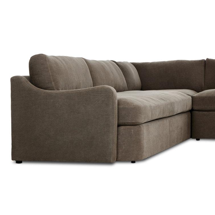 Aurelia Coffee Brown Linen Three-Piece Sectional Sofa