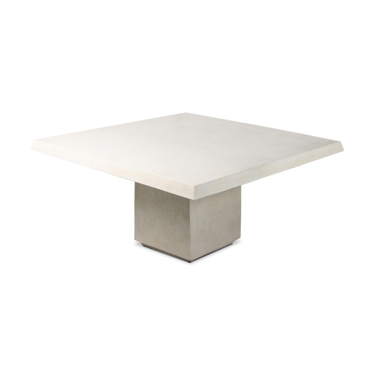 Aged White Concrete Square Outdoor Dining Table