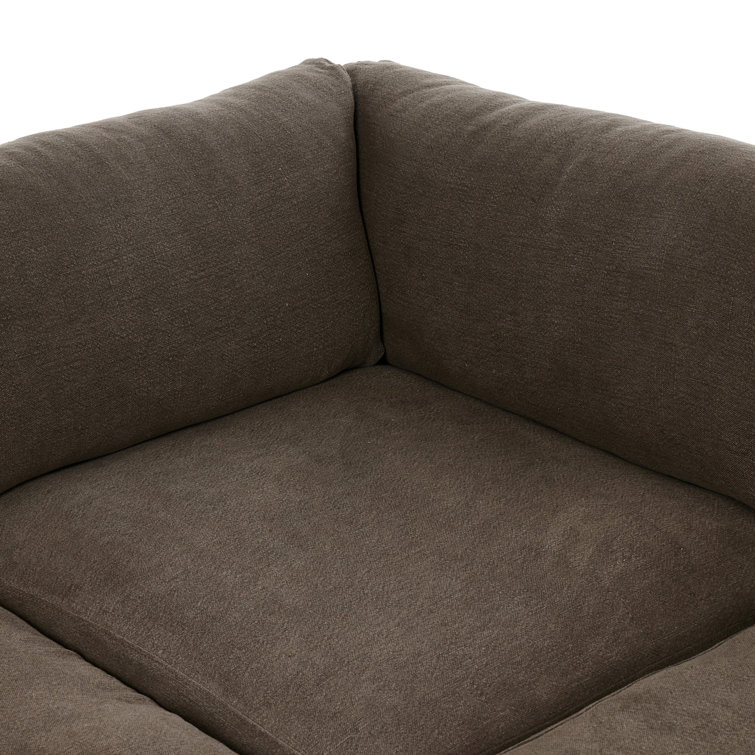 Aurelia Coffee Brown Linen Three-Piece Sectional Sofa