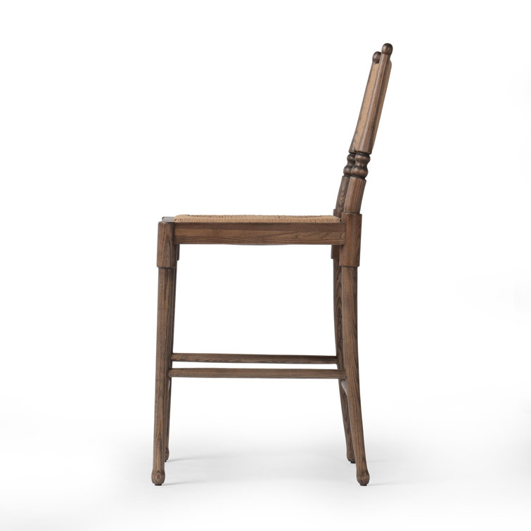 Natural Paper and Walnut Counter Stool with Woven Back
