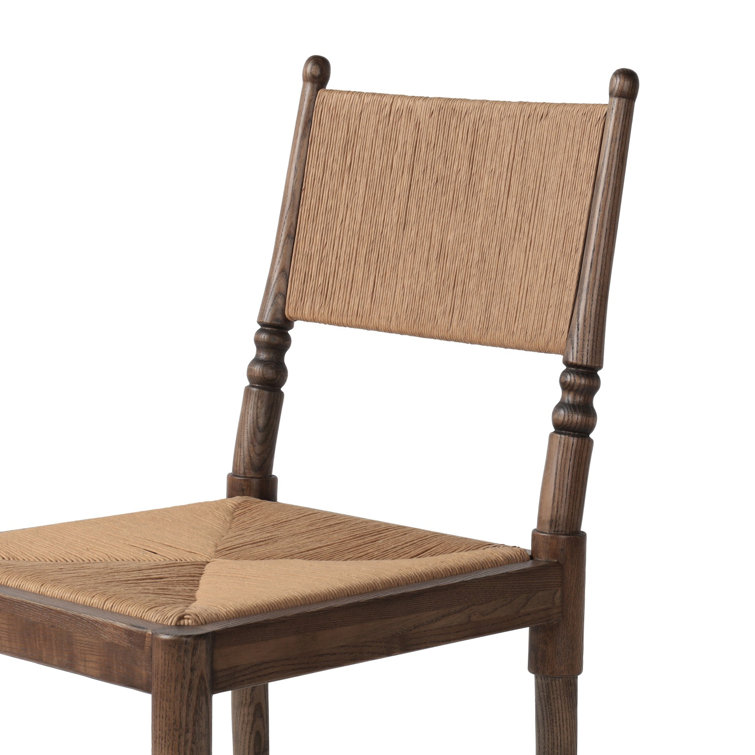 Natural Paper and Walnut Counter Stool with Woven Back