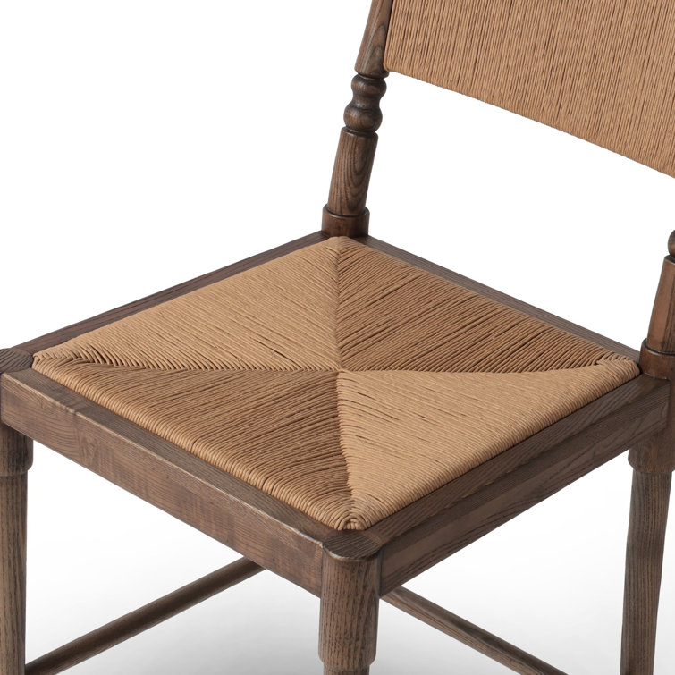Natural Paper and Walnut Counter Stool with Woven Back