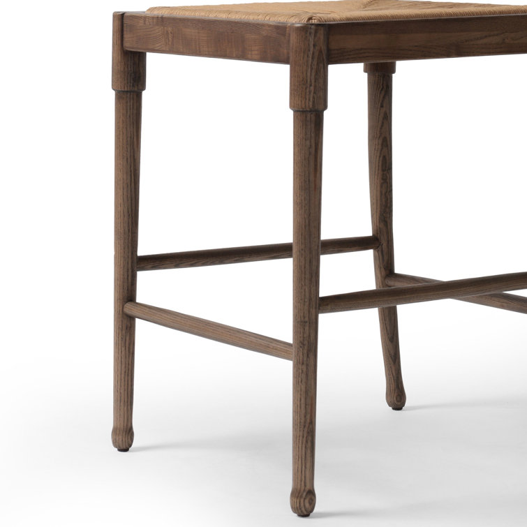 Natural Paper and Walnut Counter Stool with Woven Back