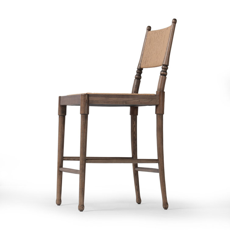 Natural Paper and Walnut Counter Stool with Woven Back