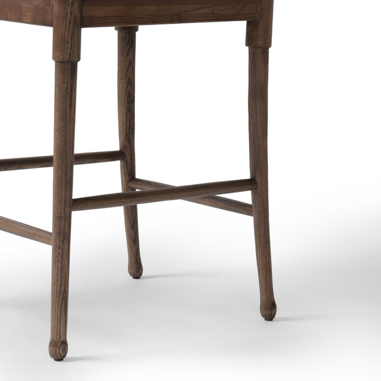 Natural Paper and Walnut Counter Stool with Woven Back