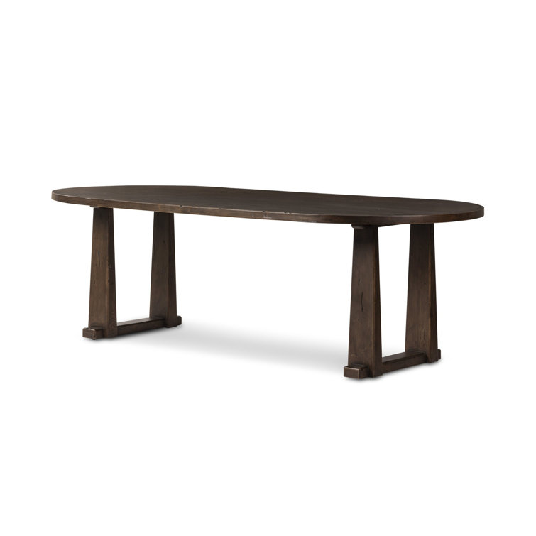 Dark Aged Pine Rectangular Dining Table with Weathered Finish