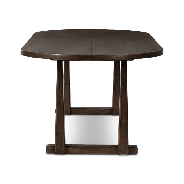 Dark Aged Pine Rectangular Dining Table with Weathered Finish