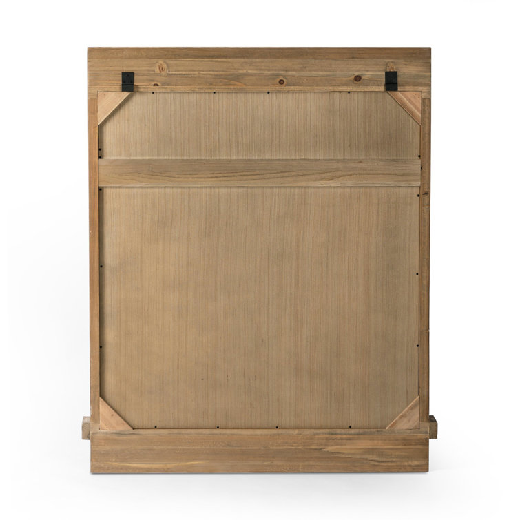 Distressed Light Pine Rectangular Wall Mirror with Ledge