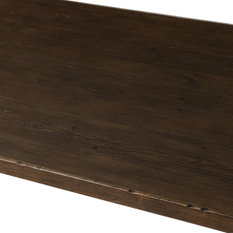 Dark Aged Pine Rectangular Dining Table with Weathered Finish