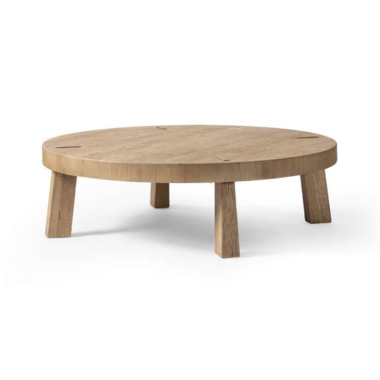 Worn Oak Round Coffee Table with Splayed Legs