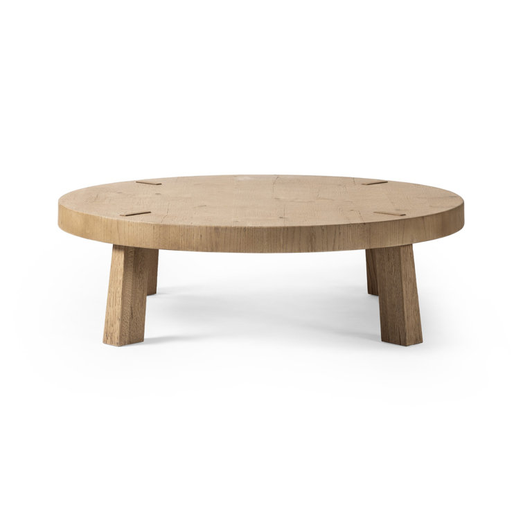Worn Oak Round Coffee Table with Splayed Legs