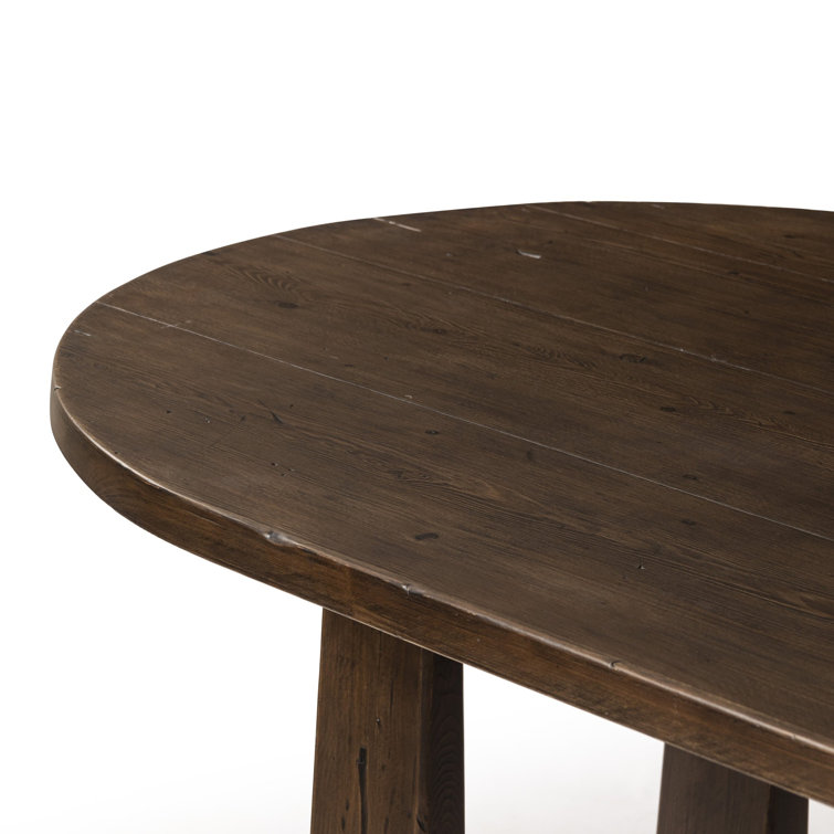 Dark Aged Pine Rectangular Dining Table with Weathered Finish