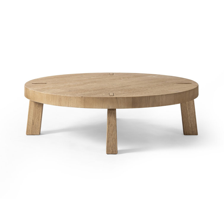 Worn Oak Round Coffee Table with Splayed Legs