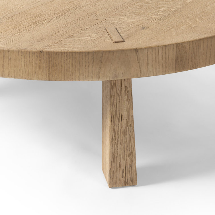 Worn Oak Round Coffee Table with Splayed Legs