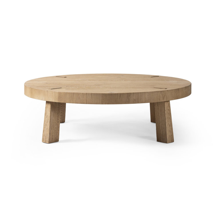 Worn Oak Round Coffee Table with Splayed Legs