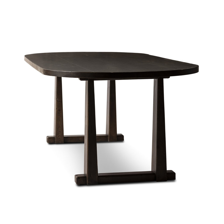 Dark Aged Pine Rectangular Dining Table with Weathered Finish