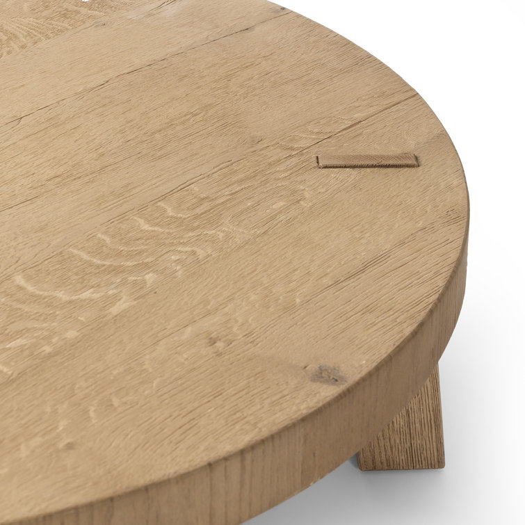 Worn Oak Round Coffee Table with Splayed Legs