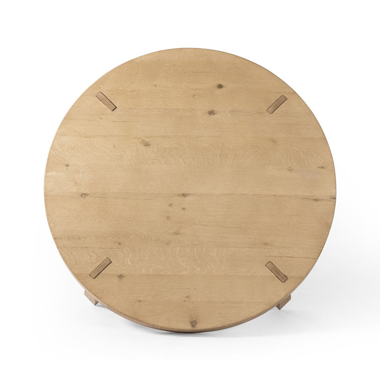 Worn Oak Round Coffee Table with Splayed Legs