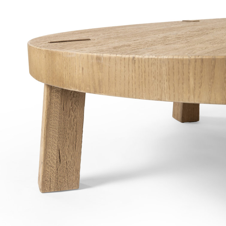 Worn Oak Round Coffee Table with Splayed Legs