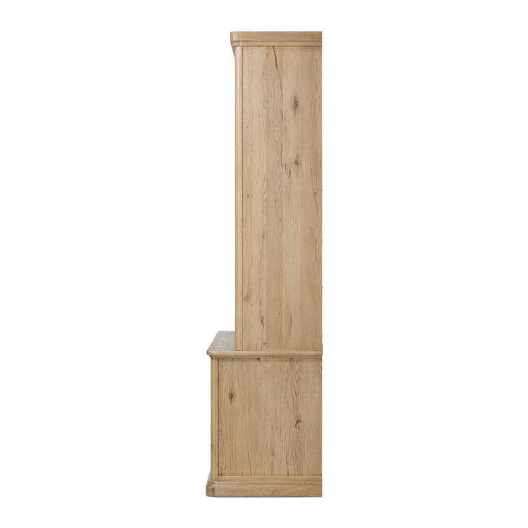 Tall Worn Oak Wood Bookcase with Doors