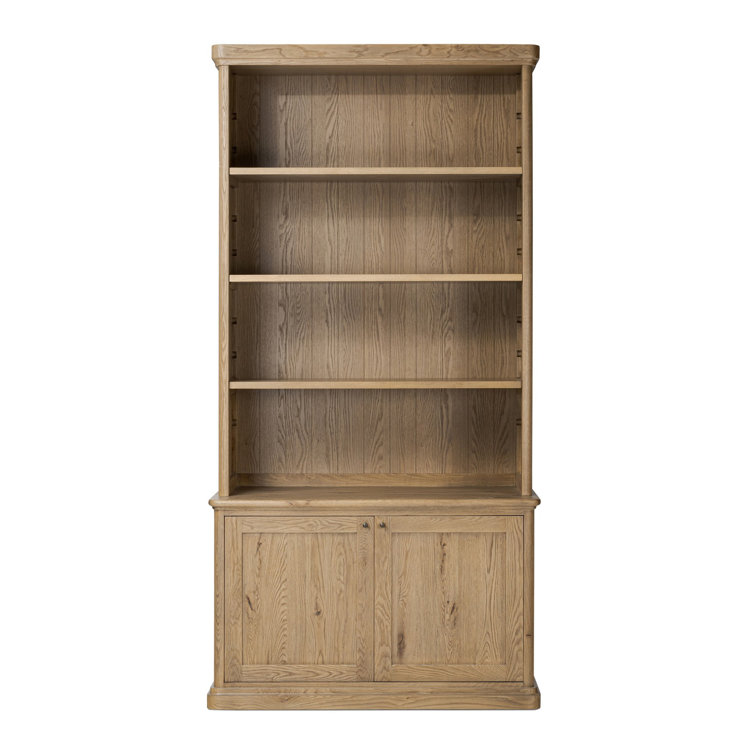 Tall Worn Oak Wood Bookcase with Doors