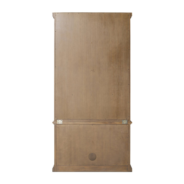 Tall Worn Oak Wood Bookcase with Doors