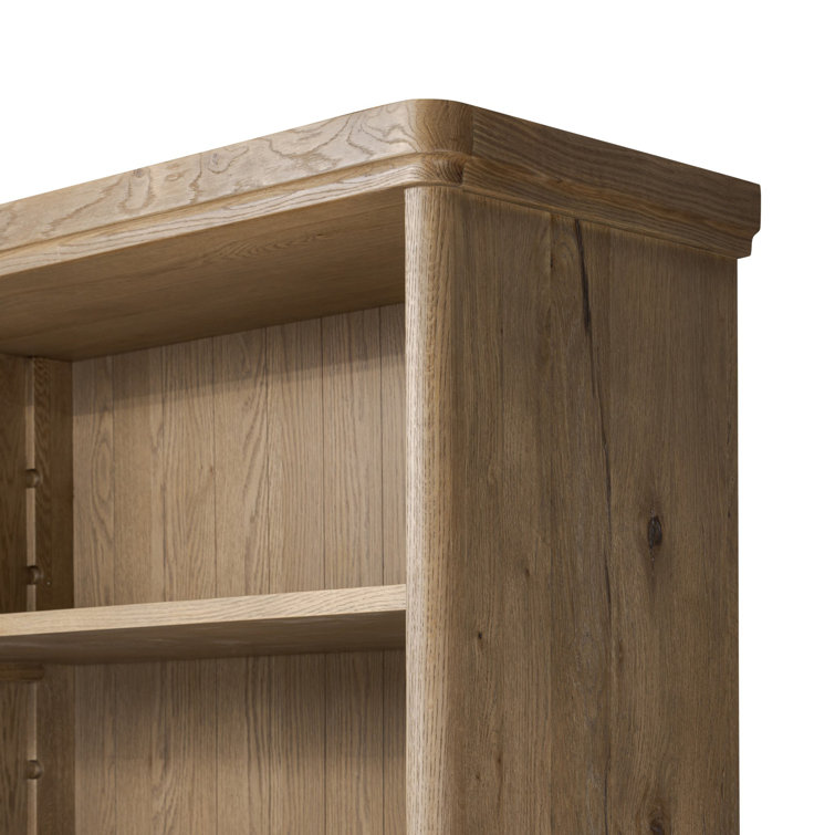 Tall Worn Oak Wood Bookcase with Doors