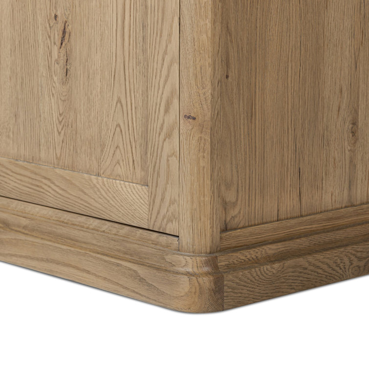 Tall Worn Oak Wood Bookcase with Doors