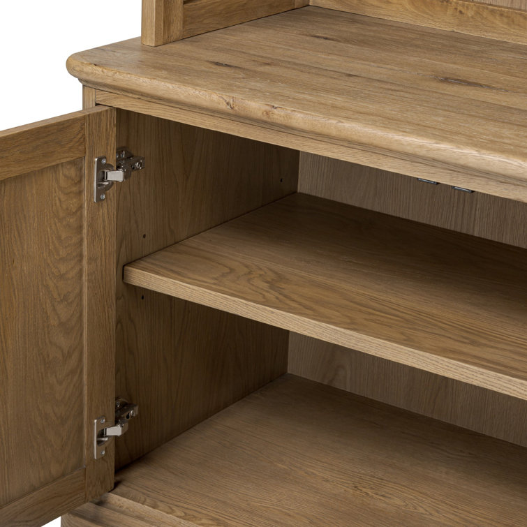 Tall Worn Oak Wood Bookcase with Doors