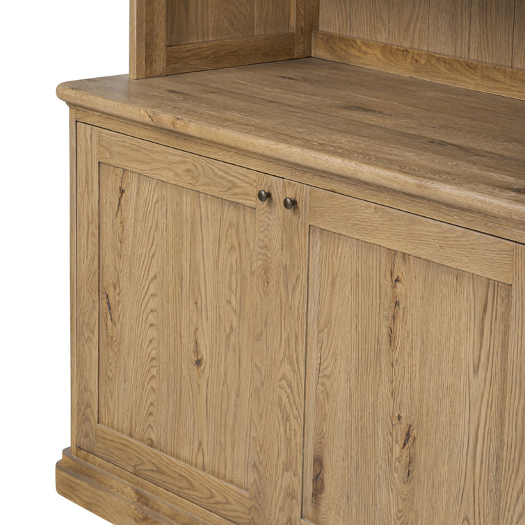 Tall Worn Oak Wood Bookcase with Doors