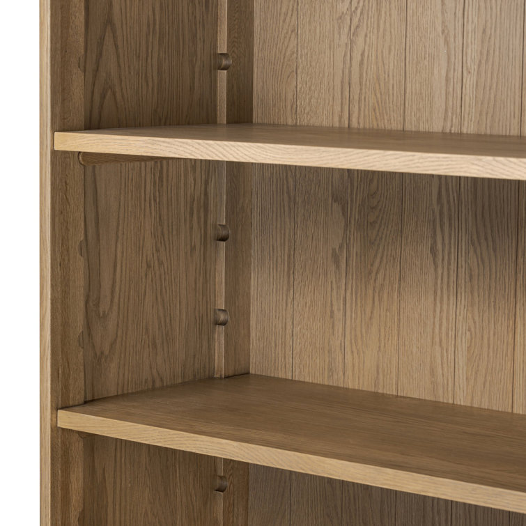 Tall Worn Oak Wood Bookcase with Doors