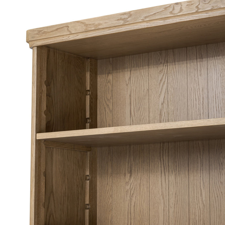 Tall Worn Oak Wood Bookcase with Doors