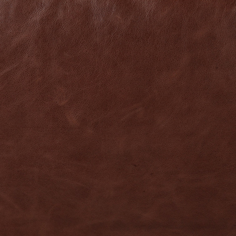Mahogany Leather Upholstered Dining Chair with Slat Back