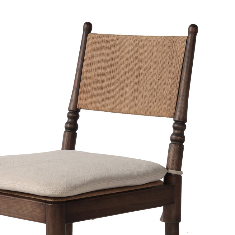 Broadway Dune Walnut-Finished Bar Stool with Linen Cushion