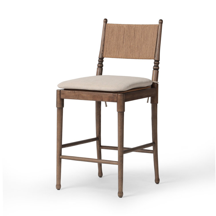 Broadway Dune Wood and Leather Counter Stool