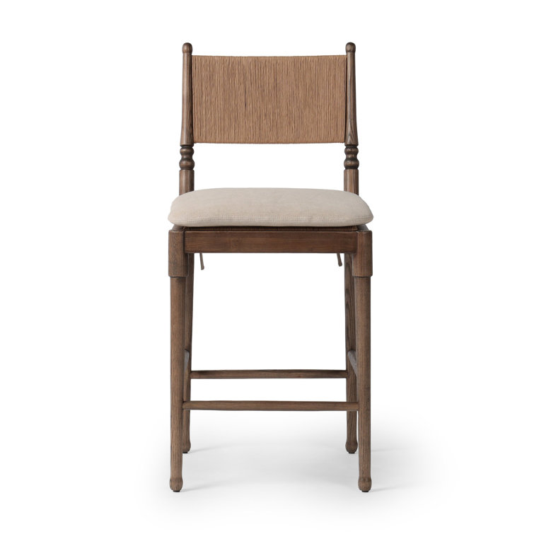 Broadway Dune Wood and Leather Counter Stool
