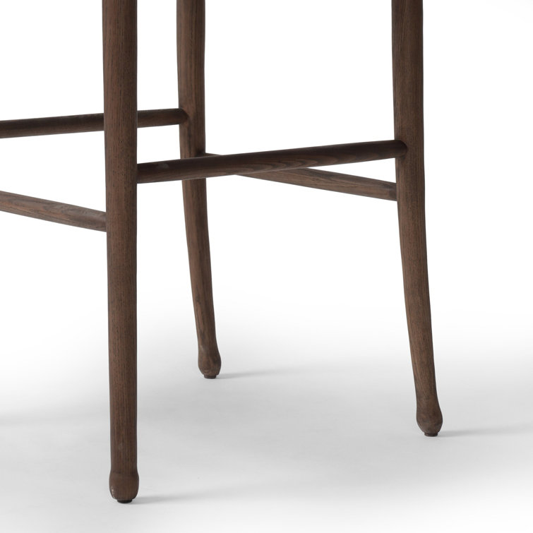 Broadway Dune Walnut-Finished Bar Stool with Linen Cushion