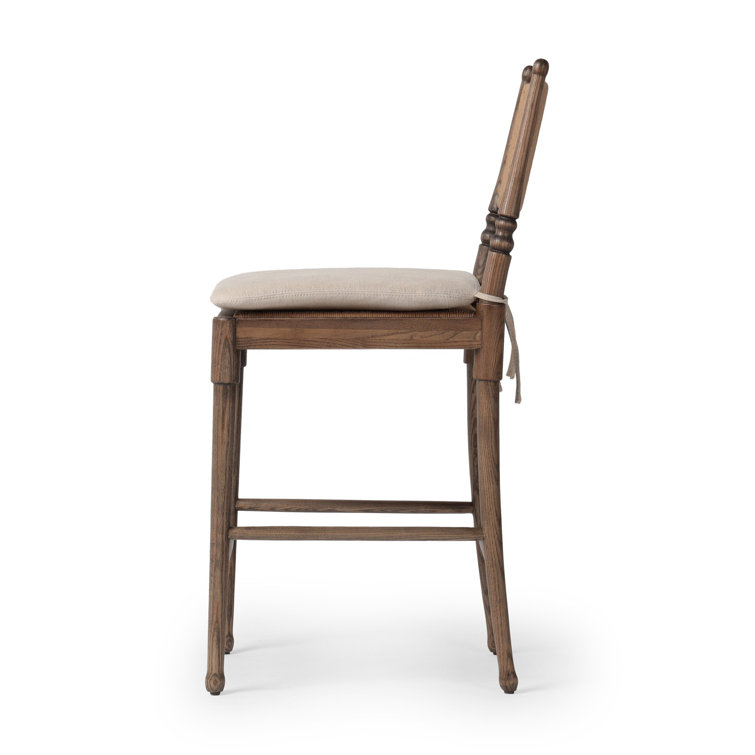 Broadway Dune Wood and Leather Counter Stool