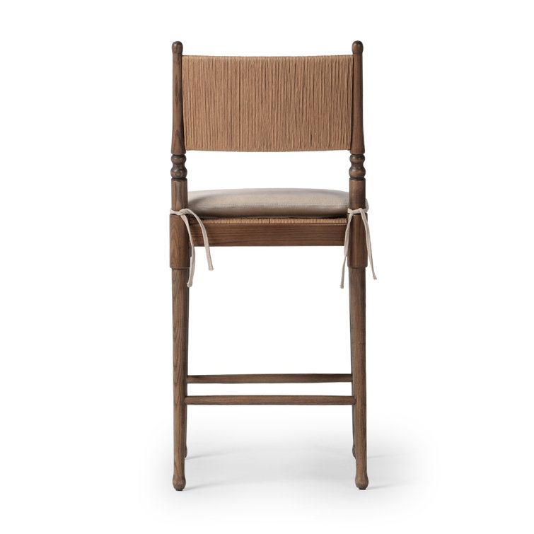 Broadway Dune Wood and Leather Counter Stool