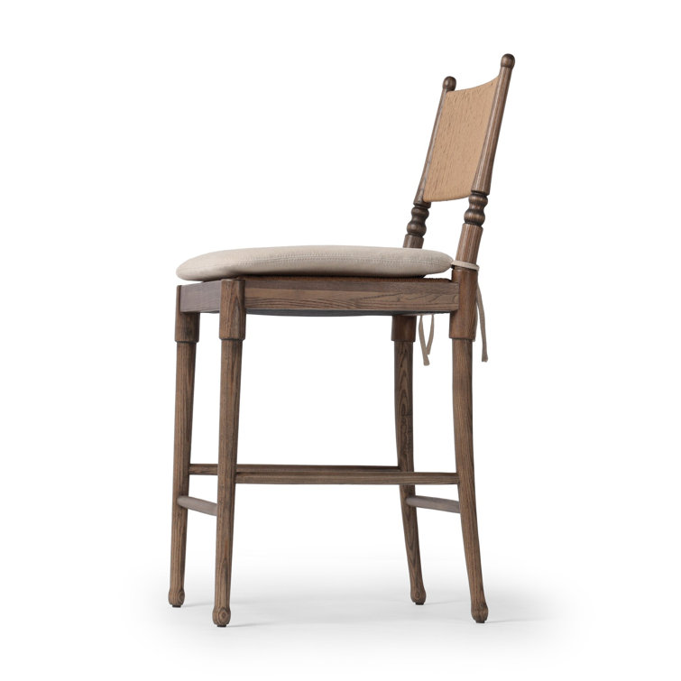 Broadway Dune Wood and Leather Counter Stool