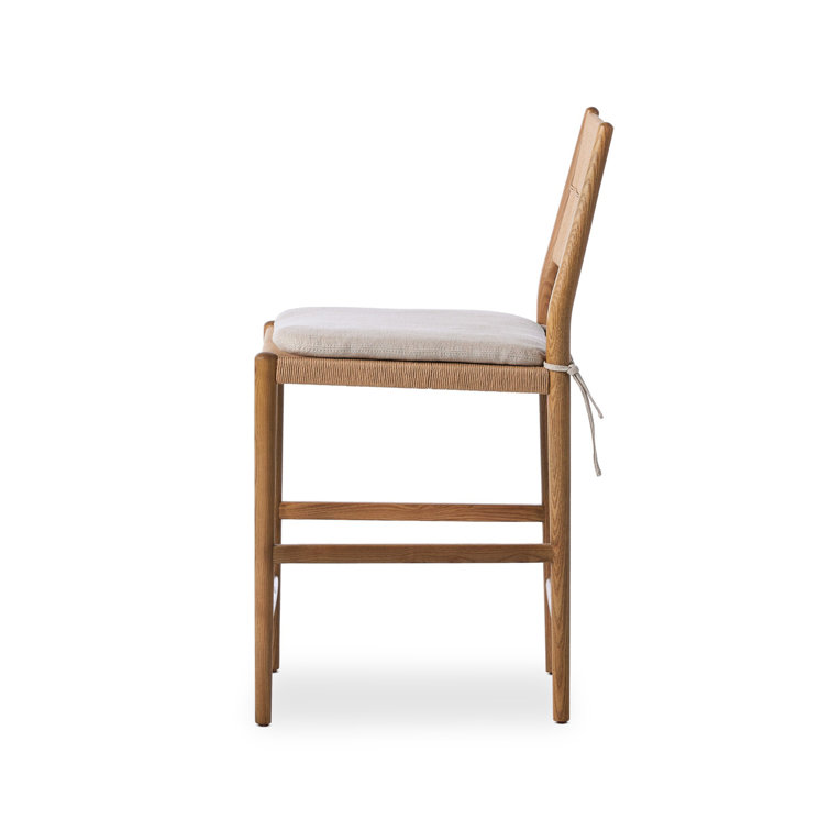 Dune Brown Wood Counter Stool with Gray Cushion