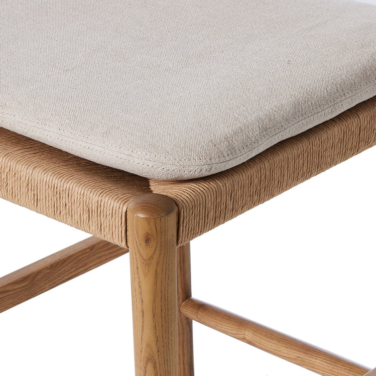 Dune Brown Wood Counter Stool with Gray Cushion