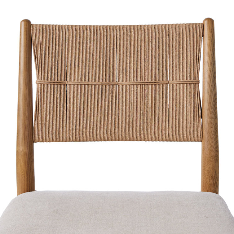 Dune Brown Wood Counter Stool with Gray Cushion