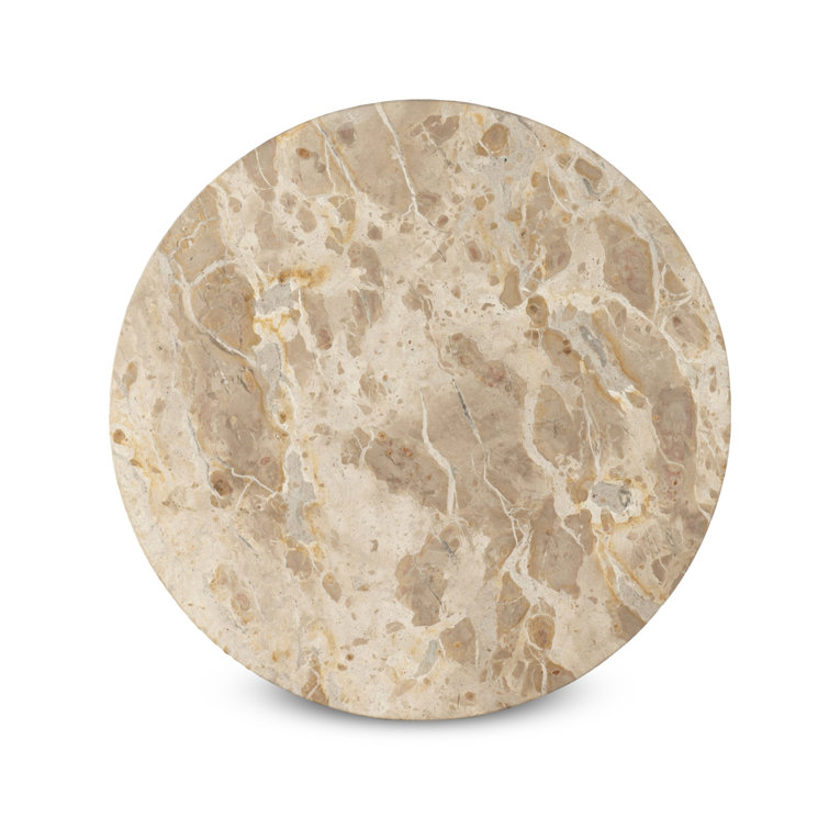 Fossil Marble and Cast Iron Round End Table