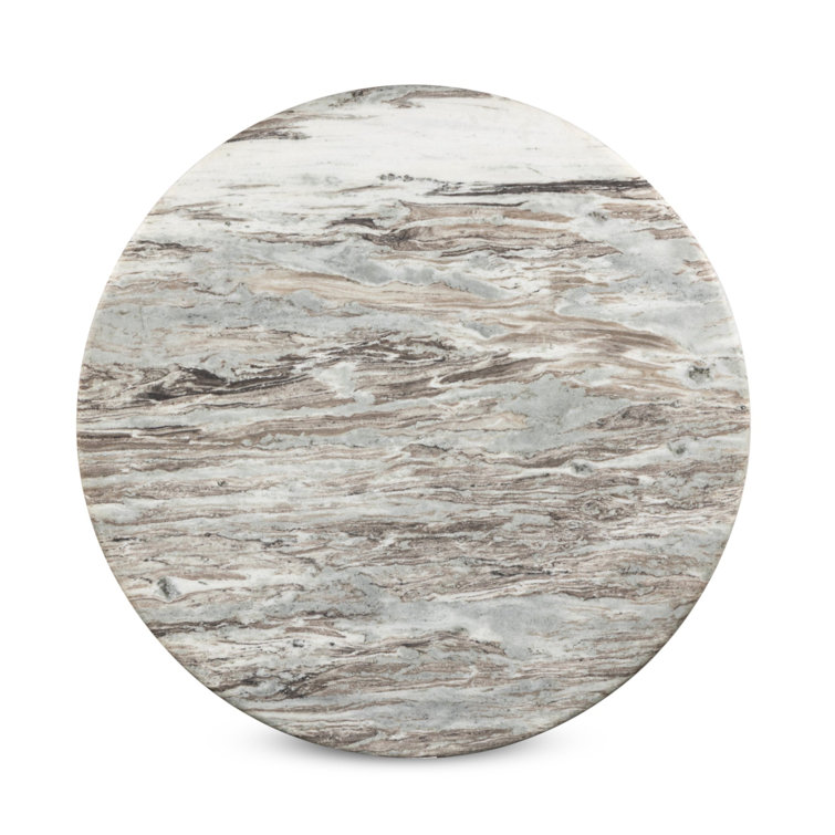Modern Round Marble Dining Table with Sculpted Pedestal Base