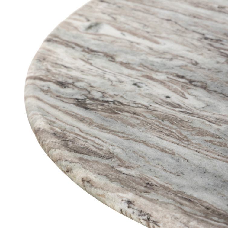 Modern Round Marble Dining Table with Sculpted Pedestal Base