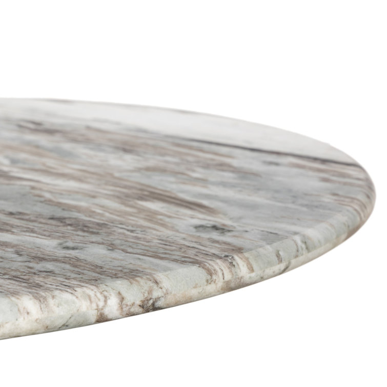 Modern Round Marble Dining Table with Sculpted Pedestal Base